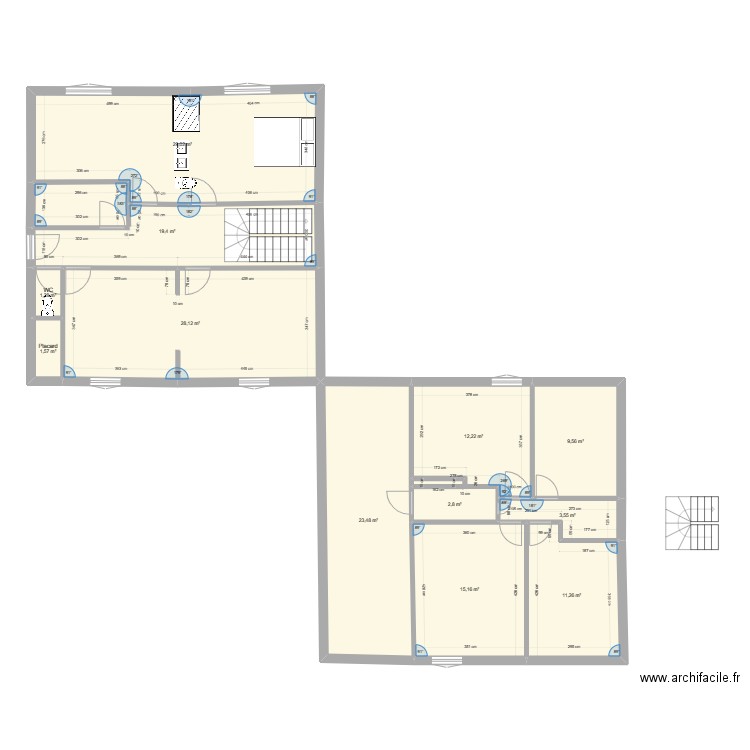 MAISON MAINVILLIERS. Plan de 12 pièces et 157 m2