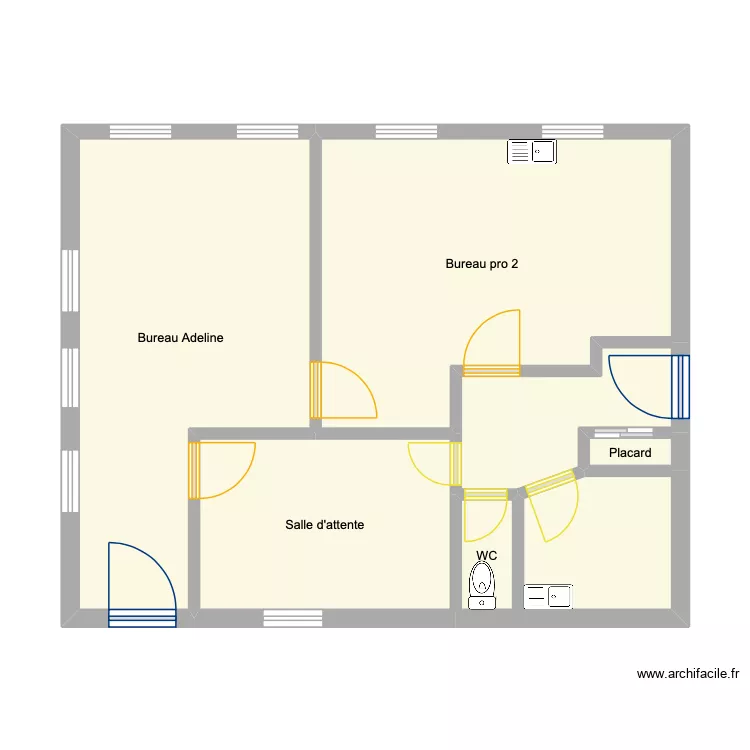 Cabinet Ortho Hotel Dieu modifi&eacute;. Plan de 7  et 54 m²