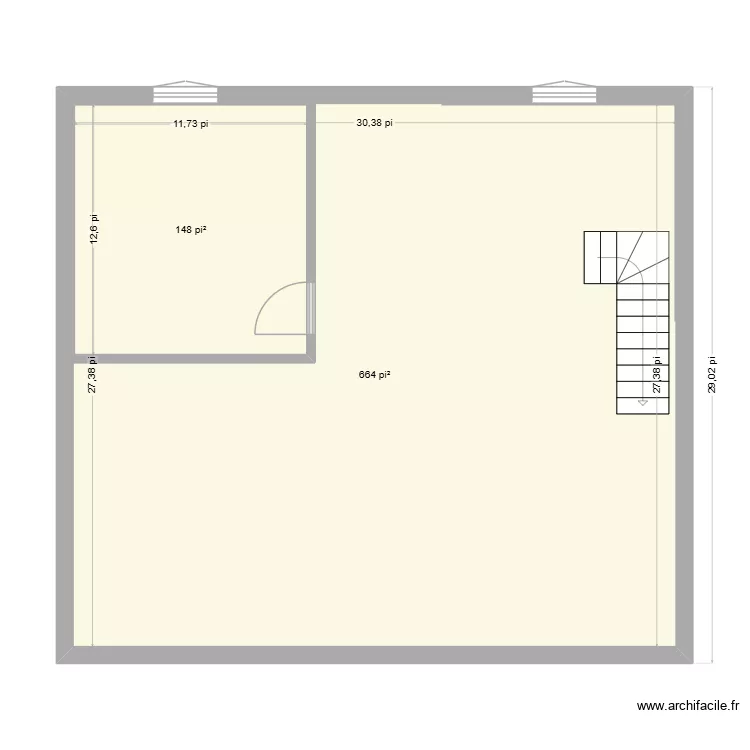 Chalet 2e &eacute;tage. Plan de 2  et 91 m²