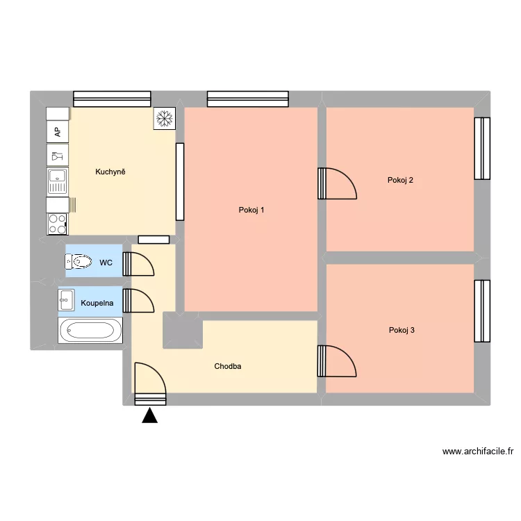 E.F. Buriana 2379, byt 3. Plan de 14 Pièces et 195 m²