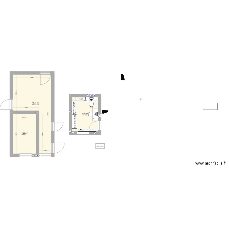 t'inquiète. Plan de 3 pièces et 29 m2