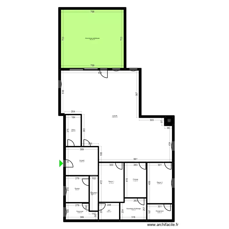 91 BRET 5 Lim 2 Existant. Plan de 14  et 257 m²