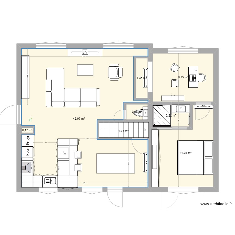 Plan sur test 45. Plan de 24 pièces et 176 m2