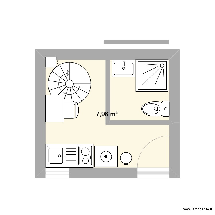 Plan Remise Palaiseau RDC V2. Plan de 1 pièce et 8 m2