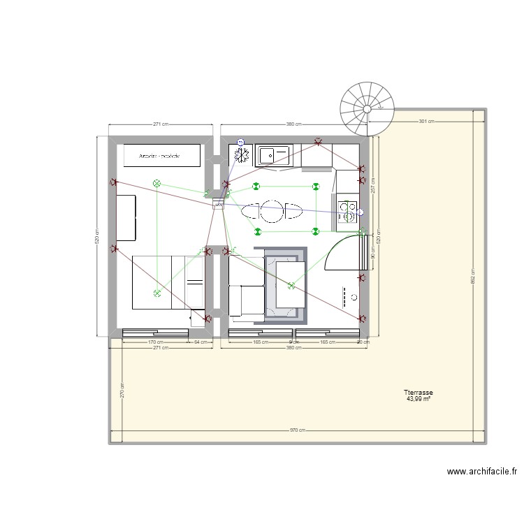 jean pescari 1 er. Plan de 4 pièces et 73 m2