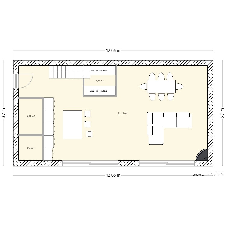 maison stpehanie v1. Plan de 4 pièces et 71 m2