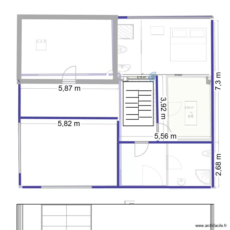 proj4 escalier central. Plan de 2 et 9 m² proj4 escalier central. Plan de 2 et 9 m²