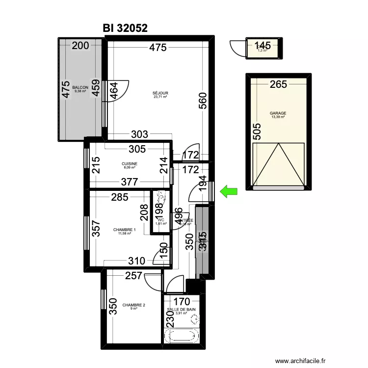 BI 32053. Plan de 12  et 92 m²