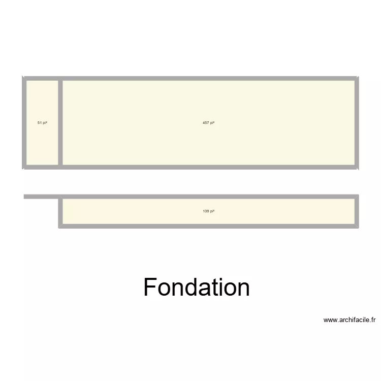 Fondation. Plan de 3  et 60 m²