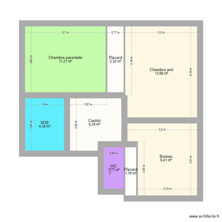 Etage Valleiry. Plan de 8 pièces et 49 m2
