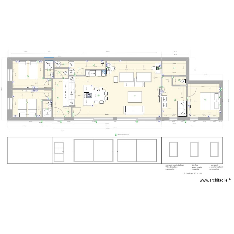 PROJET CAILLE - AMENAGEMENT INTERIEUR PLAN E CLOISONS bis. Plan de 0 pièce et 0 m2