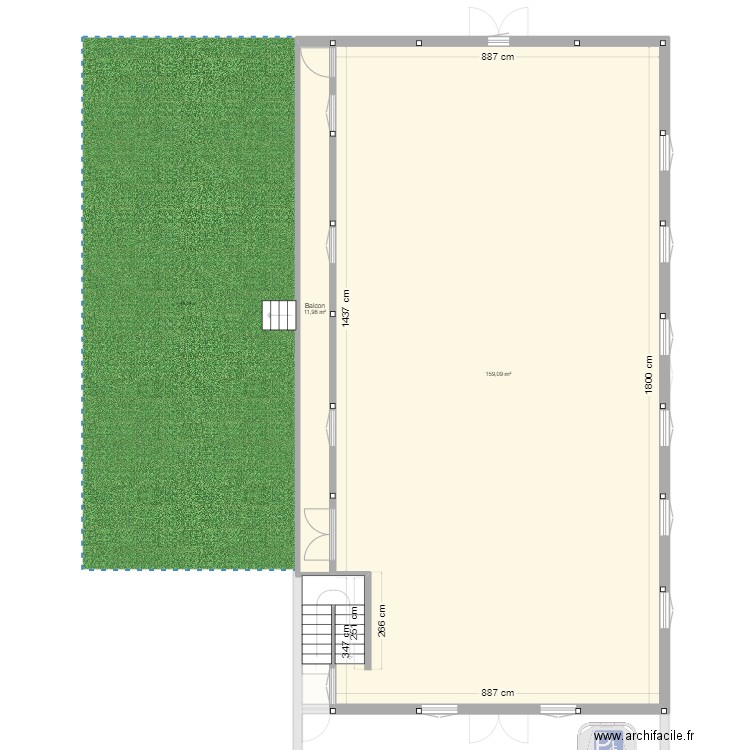 Boirispeaux - existant. Plan de 5 pièces et 333 m2