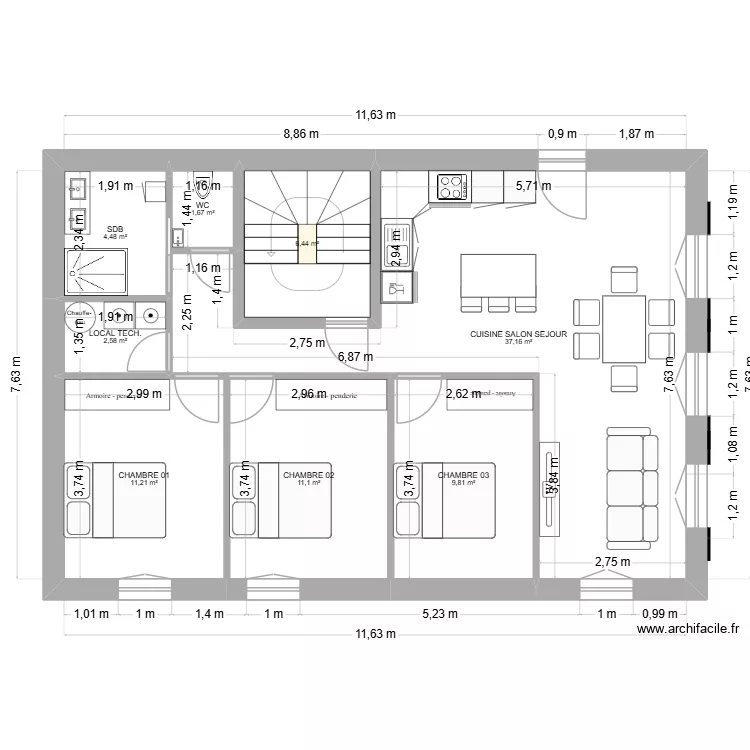 Ithurria DDDD3. Plan de 8 Pièces et 84 m²