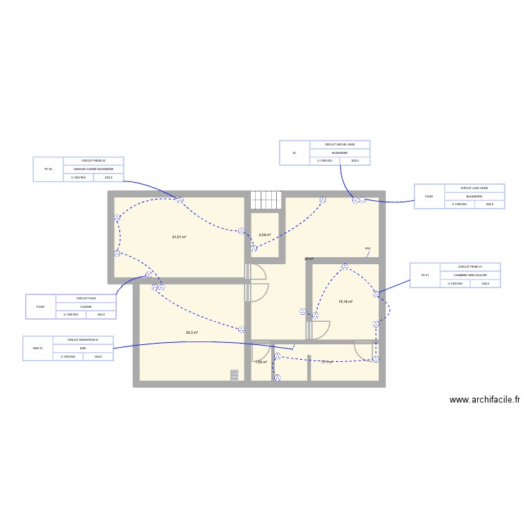 RDC BRUNO PRISES. Plan de 7 pièces et 83 m2