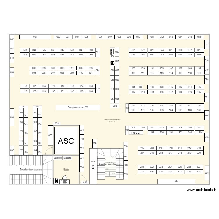 Magasin 1er 2023. Plan de 18 pièces et 1294 m2