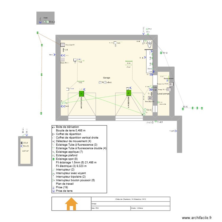 Garage 74. Plan de 3 pièces et 59 m2