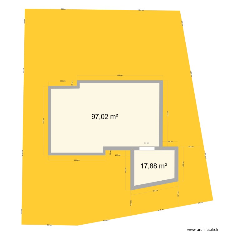Piron extension chateaugiron. Plan de 2 pièces et 115 m2