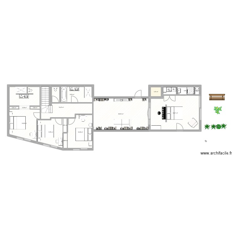 Sanary R-1 détail. Plan de 17 pièces et 123 m2