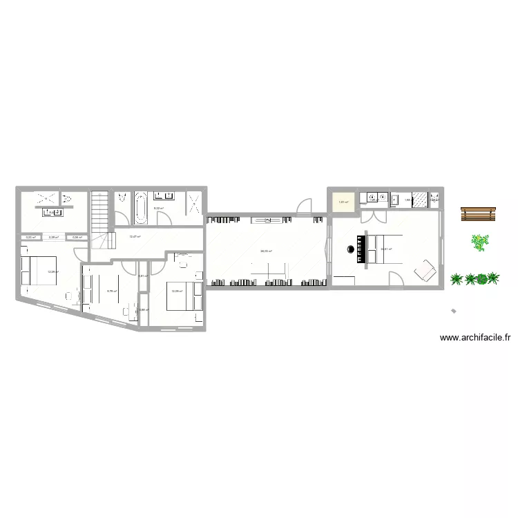 Sanary R-1 d&eacute;tail. Plan de 17 pièces et 123 m²