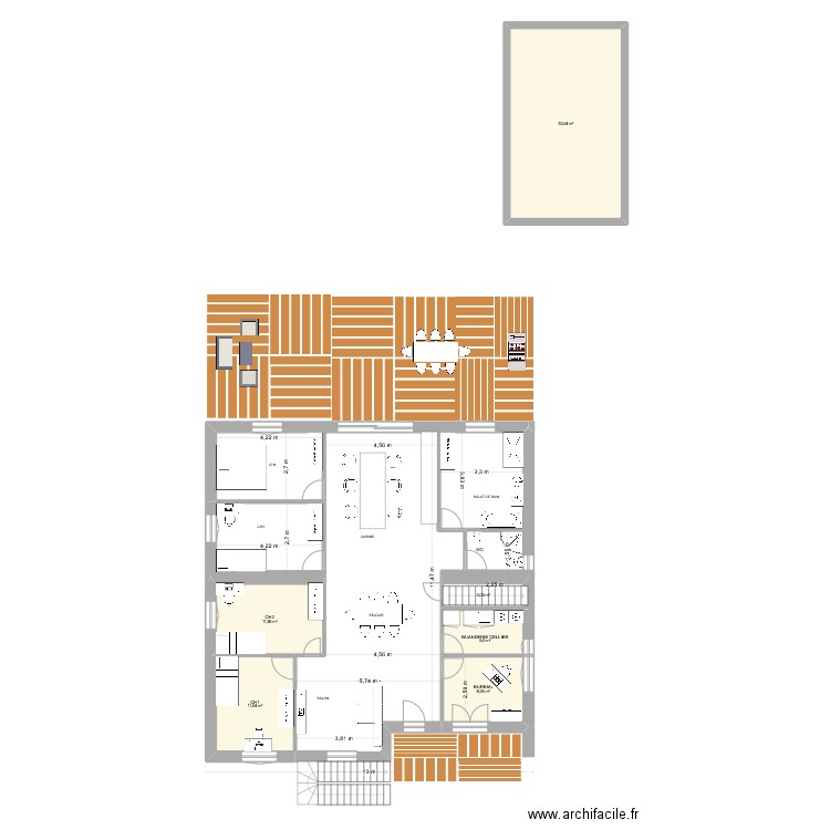 deborah ext 2. Plan de 6 pièces et 74 m2