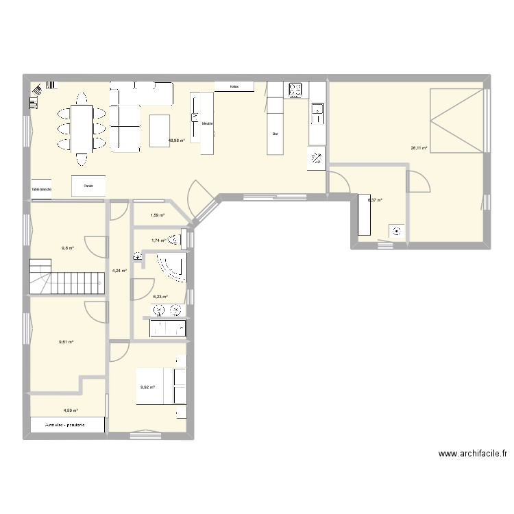 Maison 3. Plan de 11 pièces et 129 m2