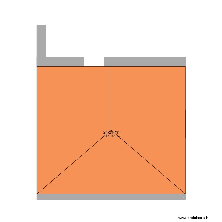 chambre grenier. Plan de 1 pièce et 24 m2