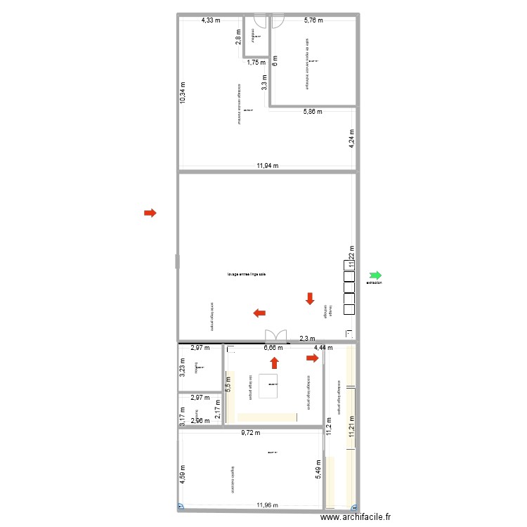 lingerie. Plan de 7 pièces et 251 m2