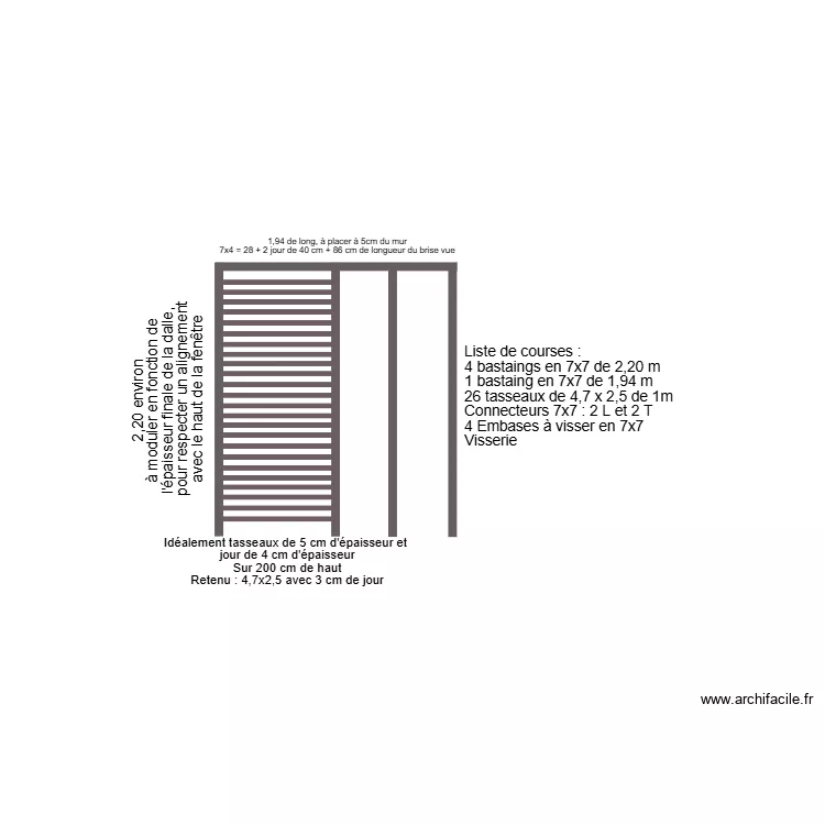 Plan du brise vue. Plan de 