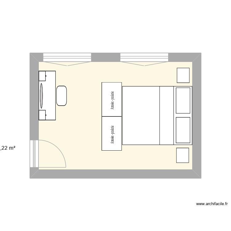 chambre 14m&sup2;. Plan de 0 pièce et 0 m2