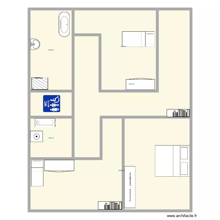 1 er &eacute;tage. Plan de 6  et 367 m²