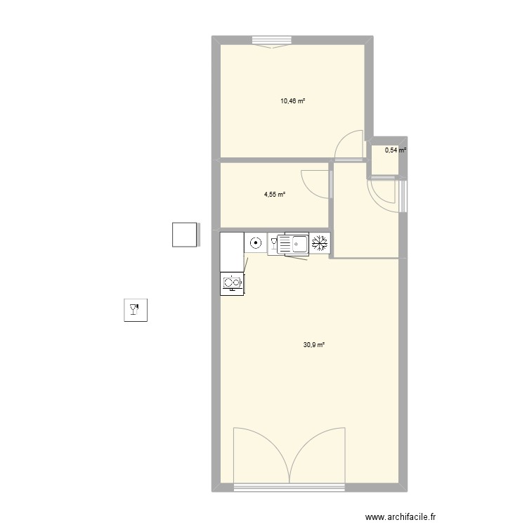 Appart tati Savines. Plan de 4 pièces et 46 m2