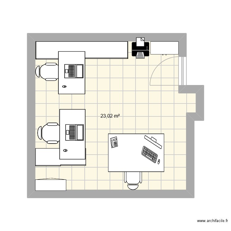 AVION. Plan de 1 pièce et 23 m2