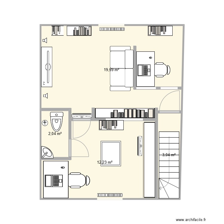 Gruissan aménagement avec escalier dans le garage 3. Plan de 4 pièces et 37 m2