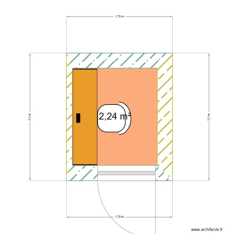 Local copieur 2°. Plan de 1 pièce et 2 m2