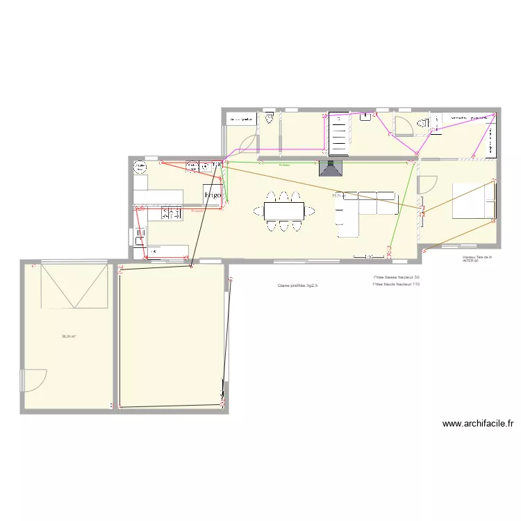 Corse maison Prises. Plan de 