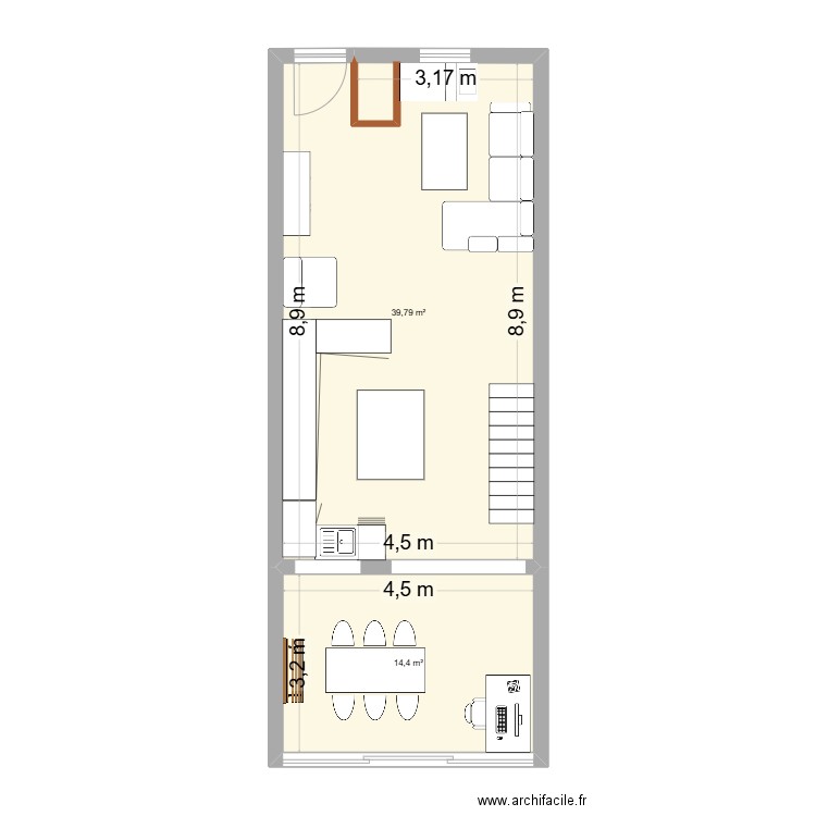 RDV MAISON. Plan de 2 pièces et 54 m2