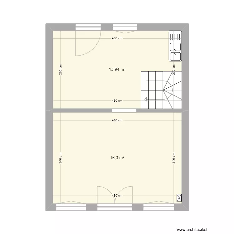 Cailly RDC existant. Plan de 