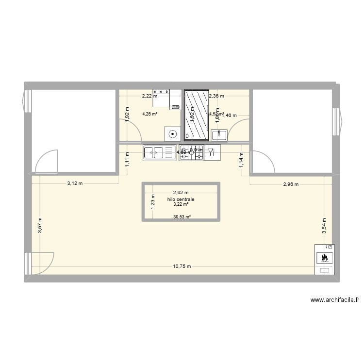 projet maison ideal. Plan de 4 pièces et 55 m2