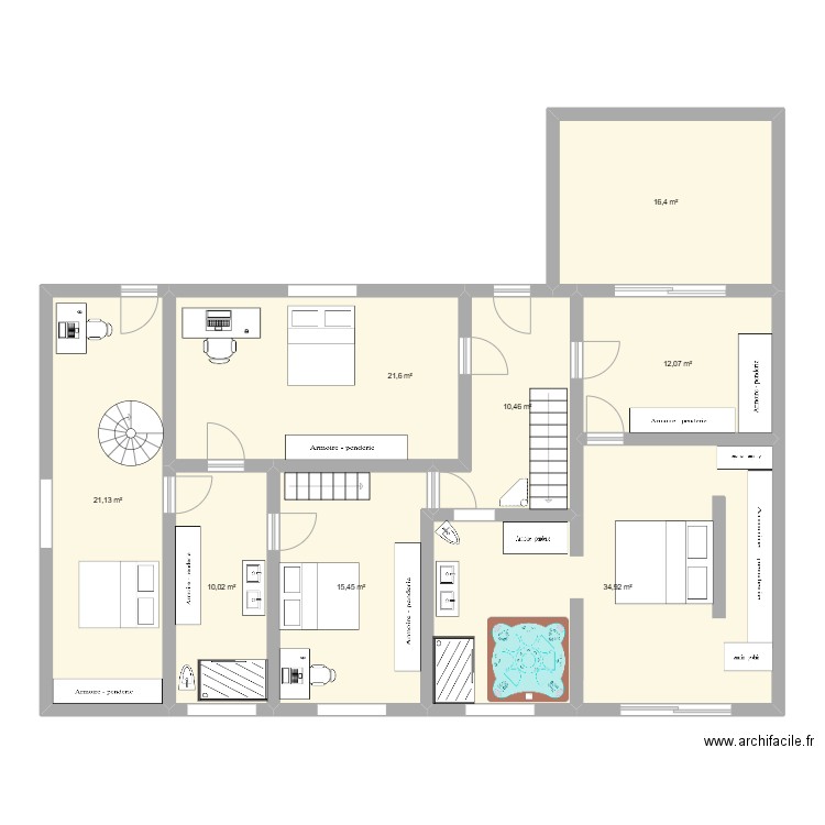 PROJET RDC MAISON. Plan de 8 pièces et 142 m2
