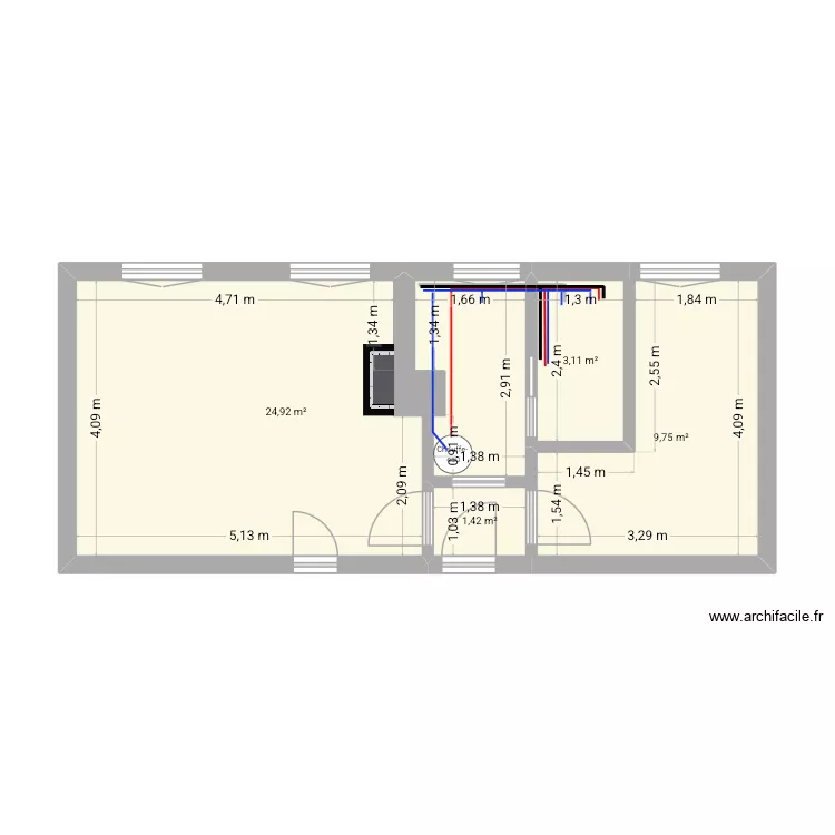 appart ivry. Plan de 4 Pièces et 39 m²