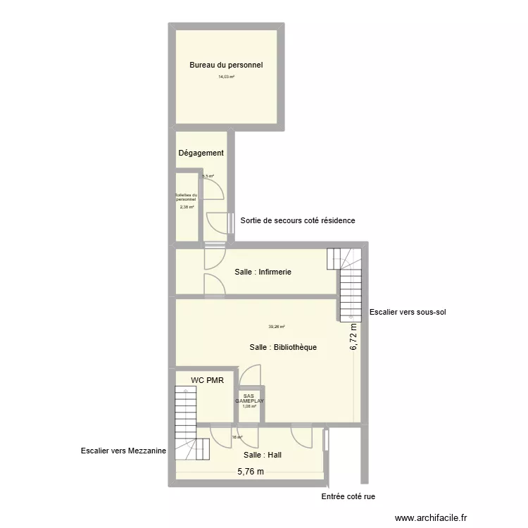 RDC V2 PROJET. Plan de 6  et 78 m²