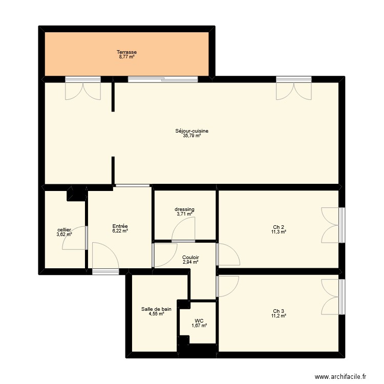 AUBERT - BONNAL. Plan de 15 pièces et 90 m2