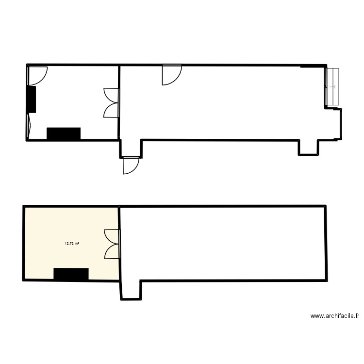 Magasin. Plan de 1 pièce et 13 m2