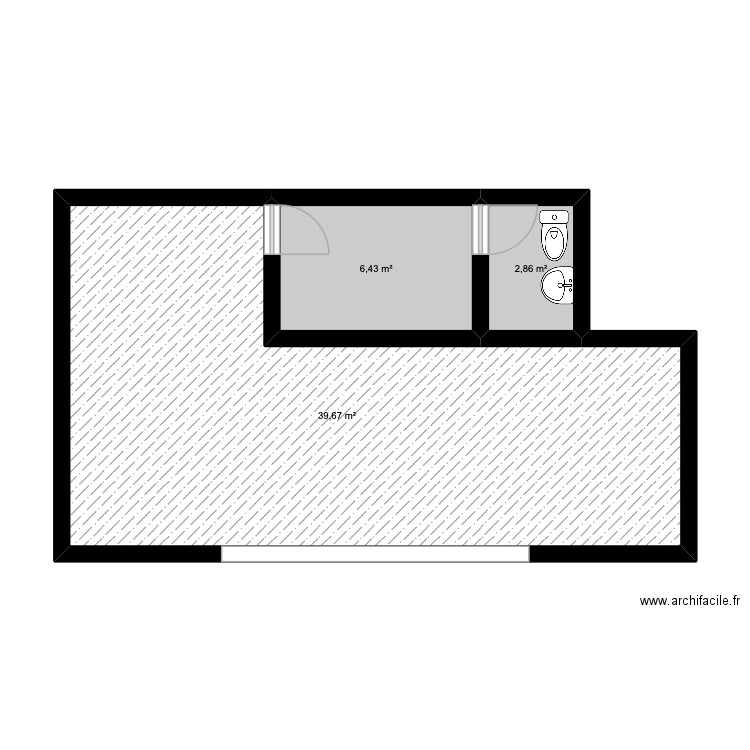plan de masse CDM. Plan de 3 pièces et 49 m2