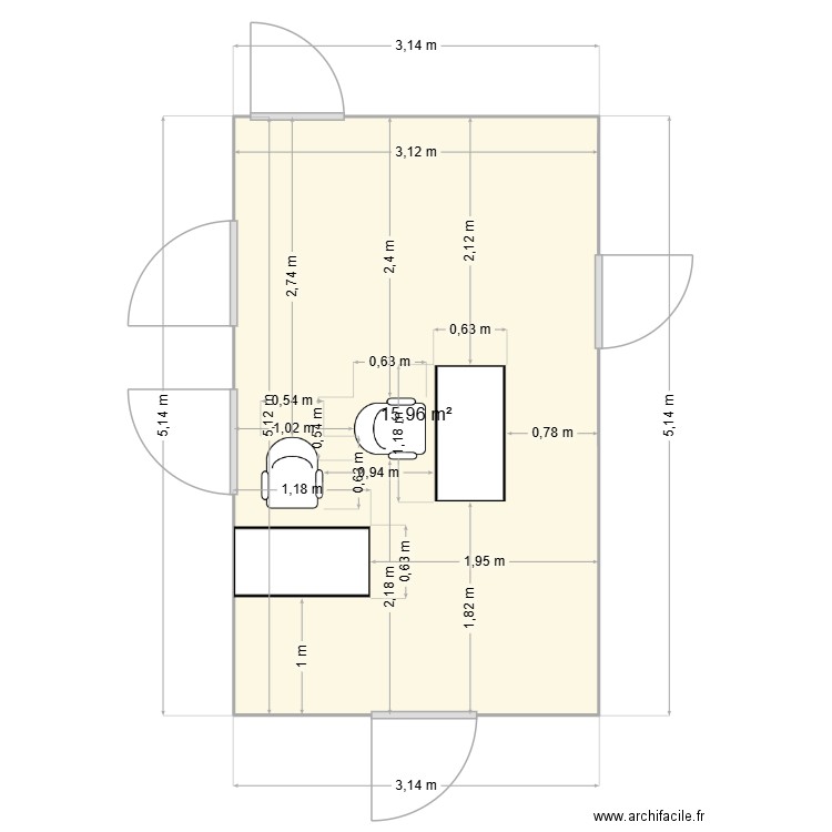 vie scolaire 1. Plan de 1 pièce et 16 m2