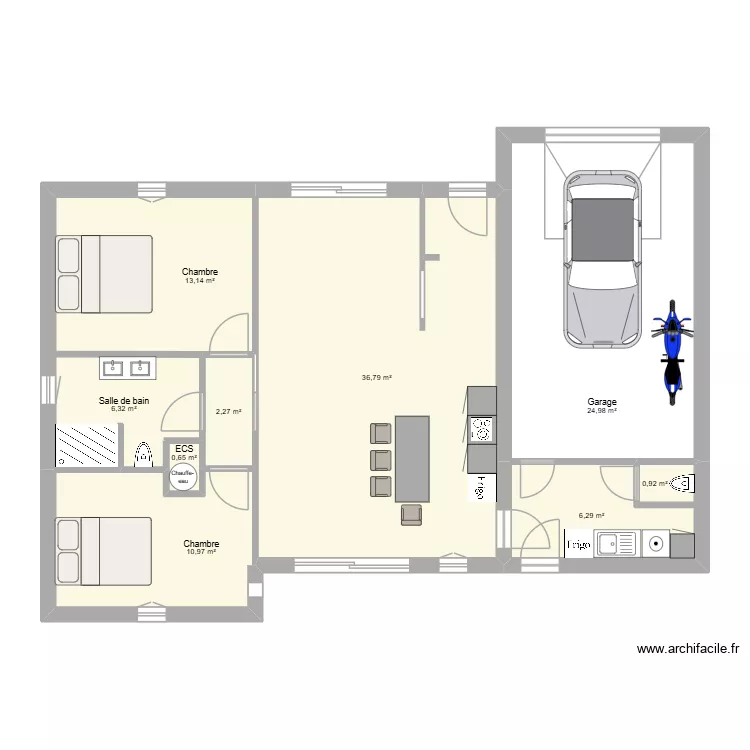 Maison Bastien 90 m&sup2;. Plan de 8  et 99 m²