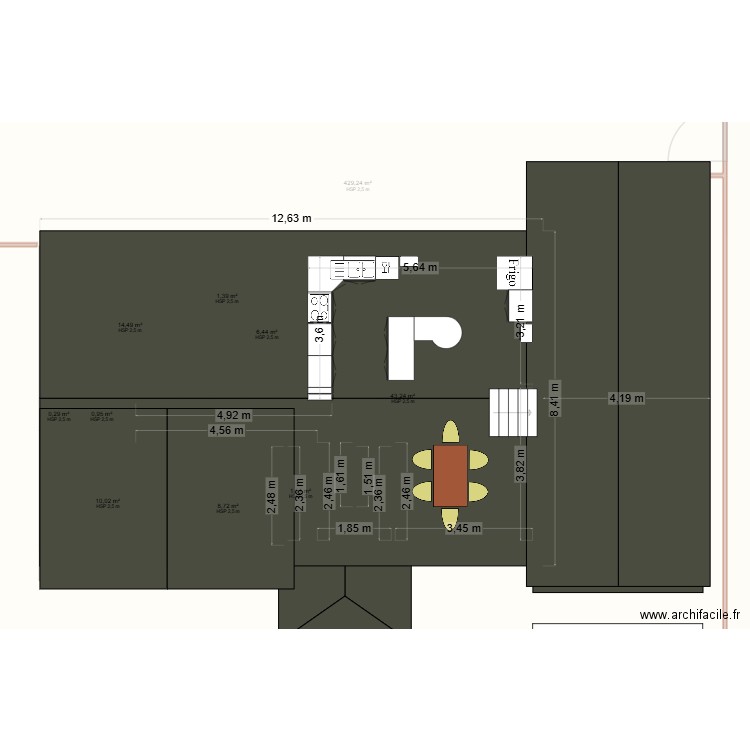 Maison 2. Plan de 21 pièces et 922 m2