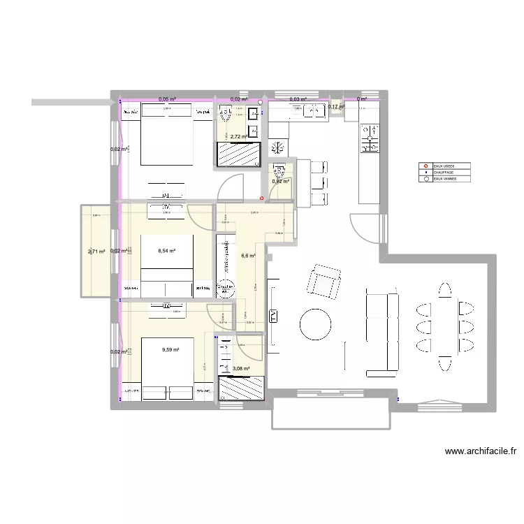 Megeve Grande Fontaine Am&eacute;nagement 2. Plan de 15  et 34 m²