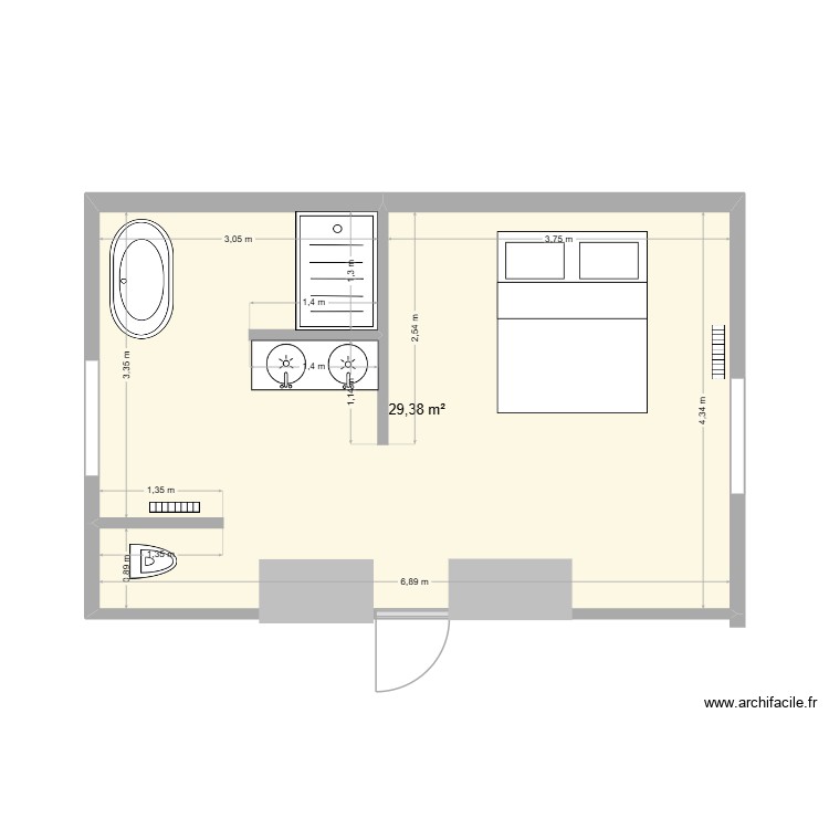 Projet SDB Chambre Anne&Thibault V2. Plan de 0 pièce et 0 m2