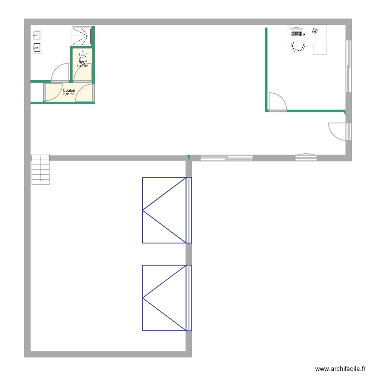 dépot. Plan de 2 pièces et 3 m2